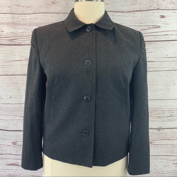 Talbots Jackets & Blazers - Talbots 100% wool grey jacket button front pockets